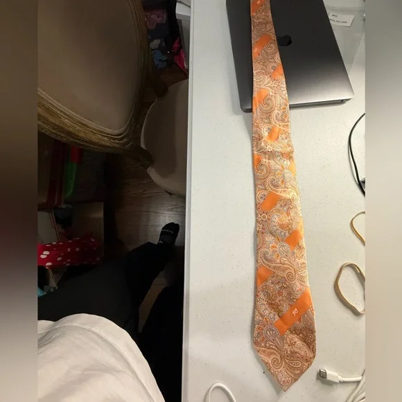 Stefano Ricci Orange and Cream Paisley Tie